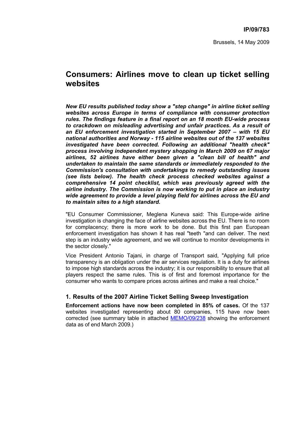 Airlines Move to Clean up Ticket Selling Websites