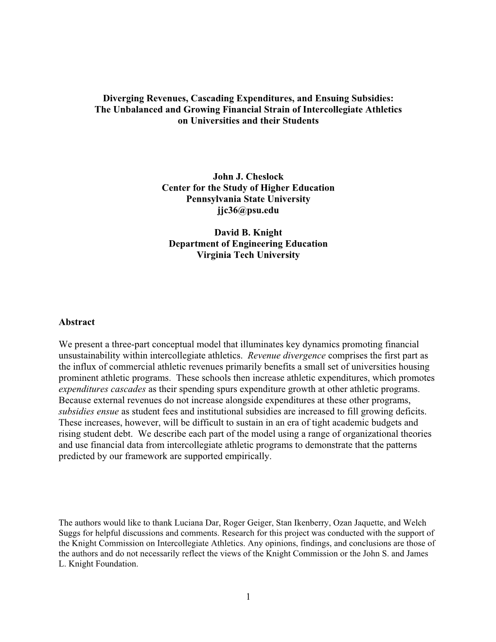 Diverging Revenues, Cascading Expenditures, and Ensuing Subsidies