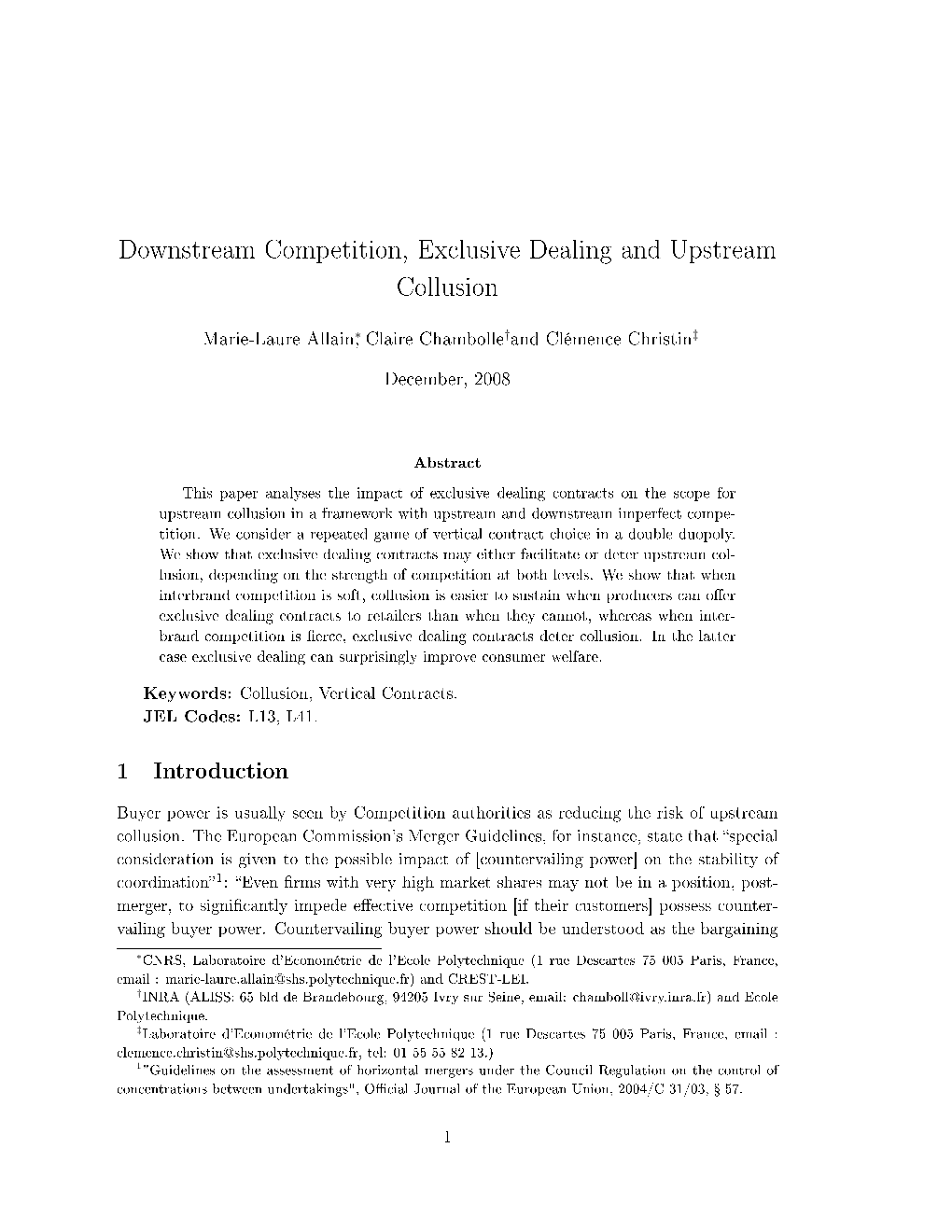 Downstream Competition, Exclusive Dealing and Upstream Collusion