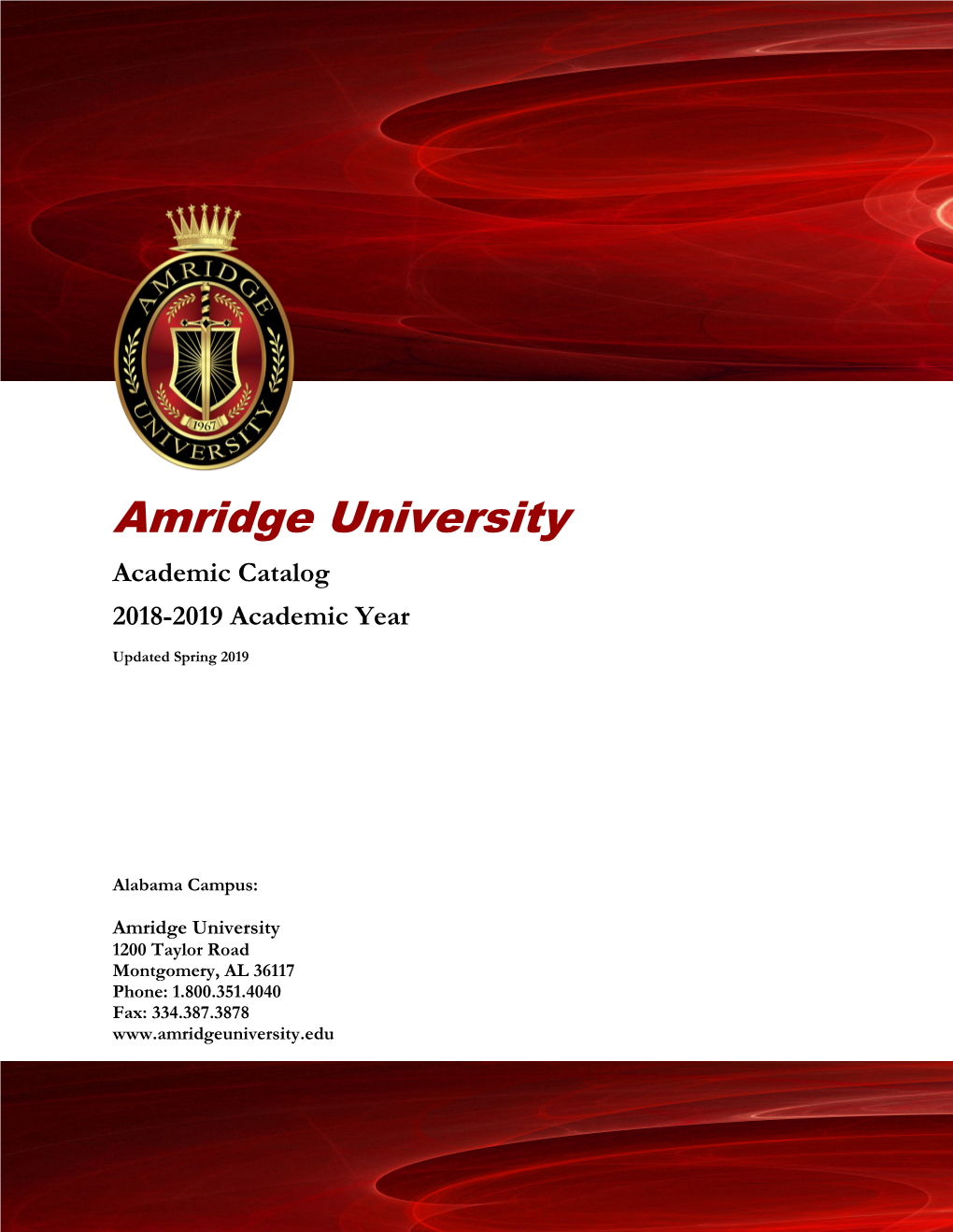 Academic Catalog 2018-2019