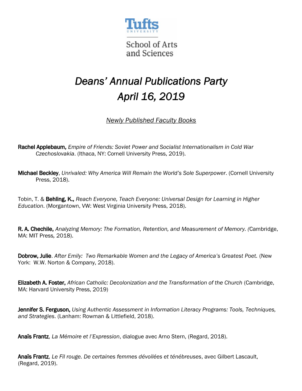 Dean's Annual Book Party