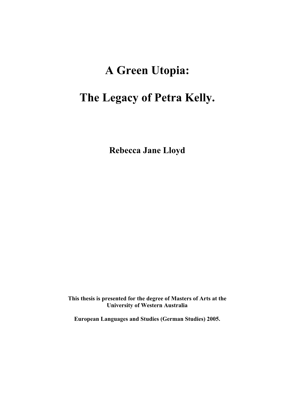 Petra Kelly's Green Legacy