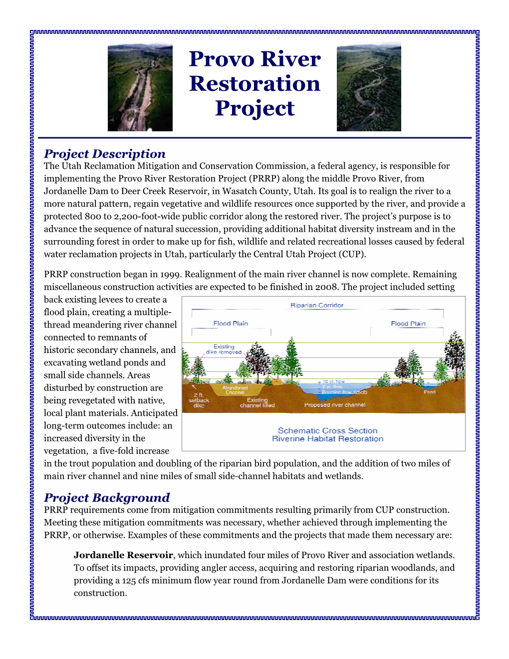 Provo River Restoration Project Fact Sheet