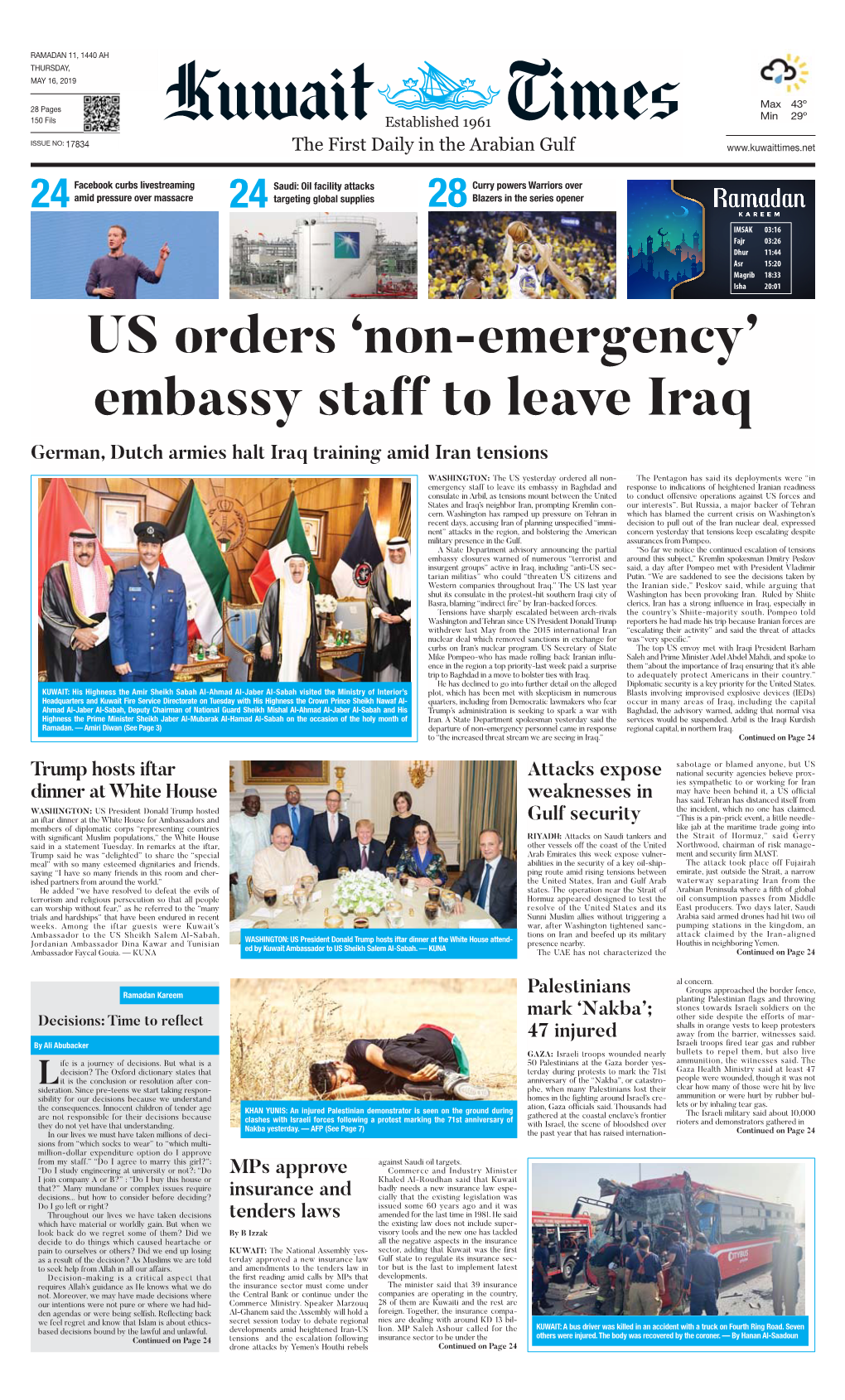 Kuwaittimes 16-5-2019.Qxp Layout 1