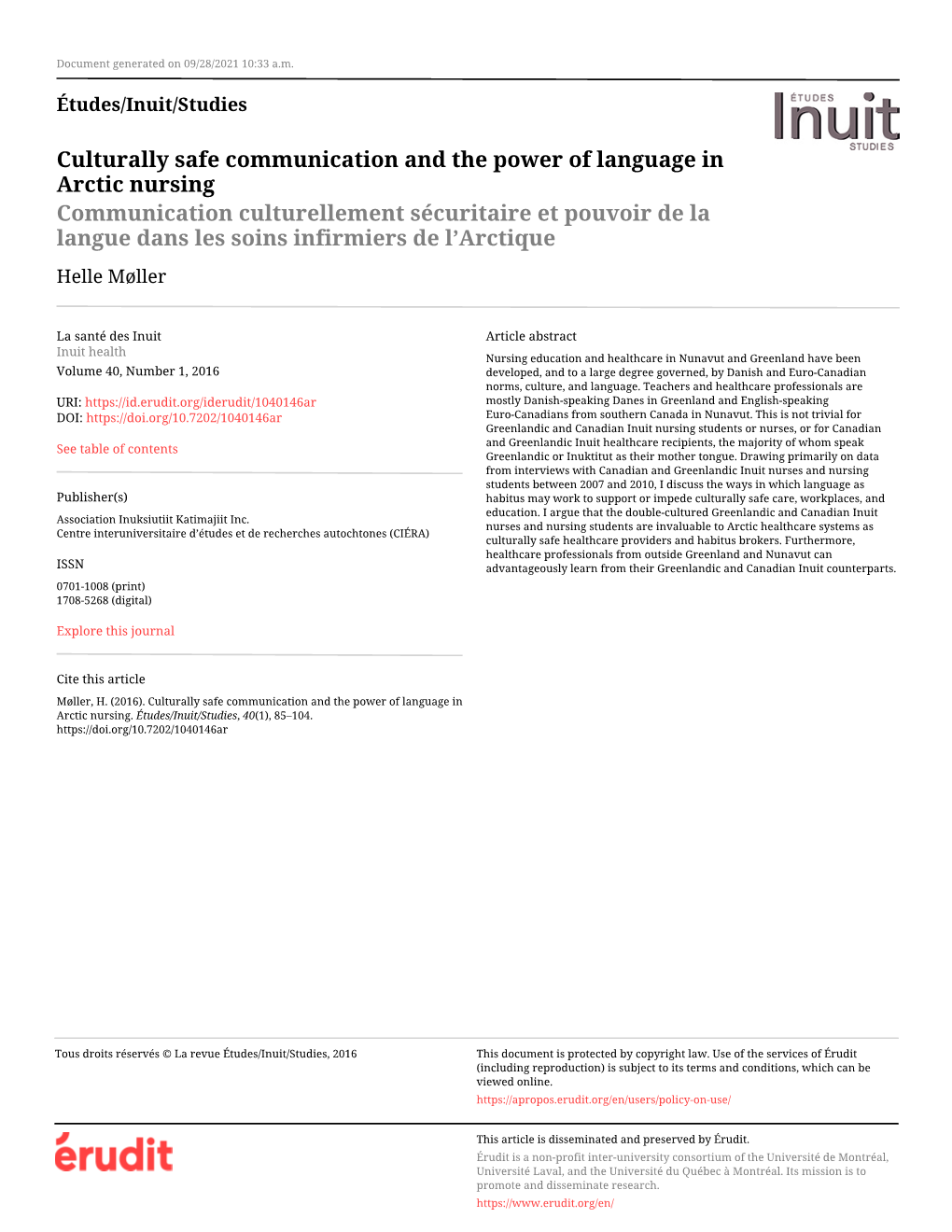 Culturally Safe Communication and the Power of Language in Arctic Nursing