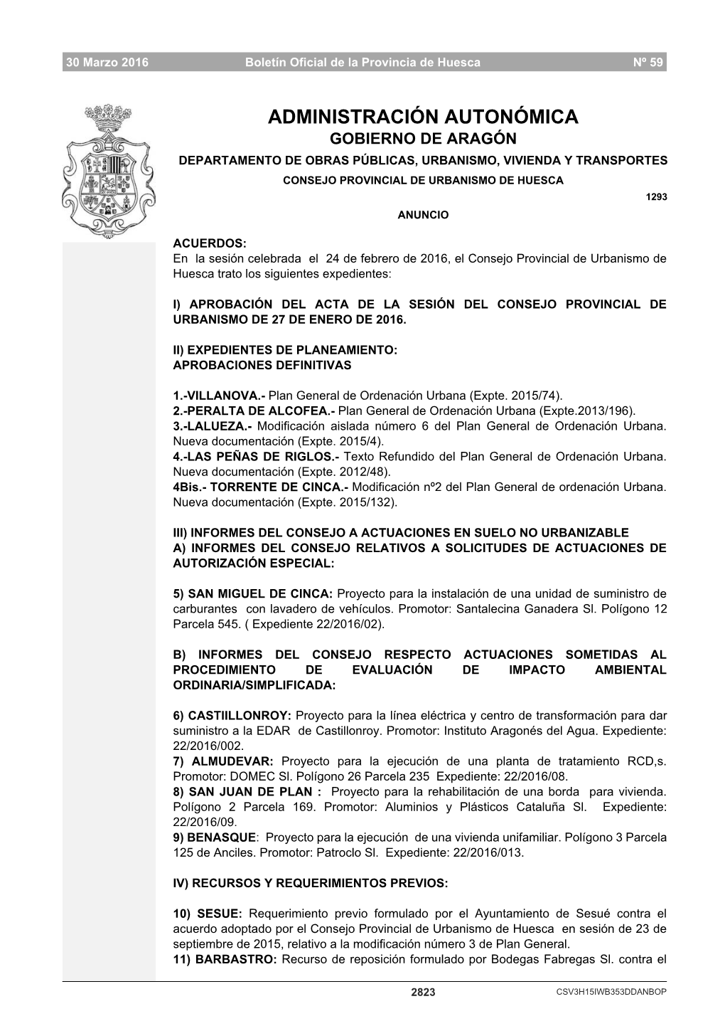 Boletín Oficial De La Provincia De Huesca Nº 59