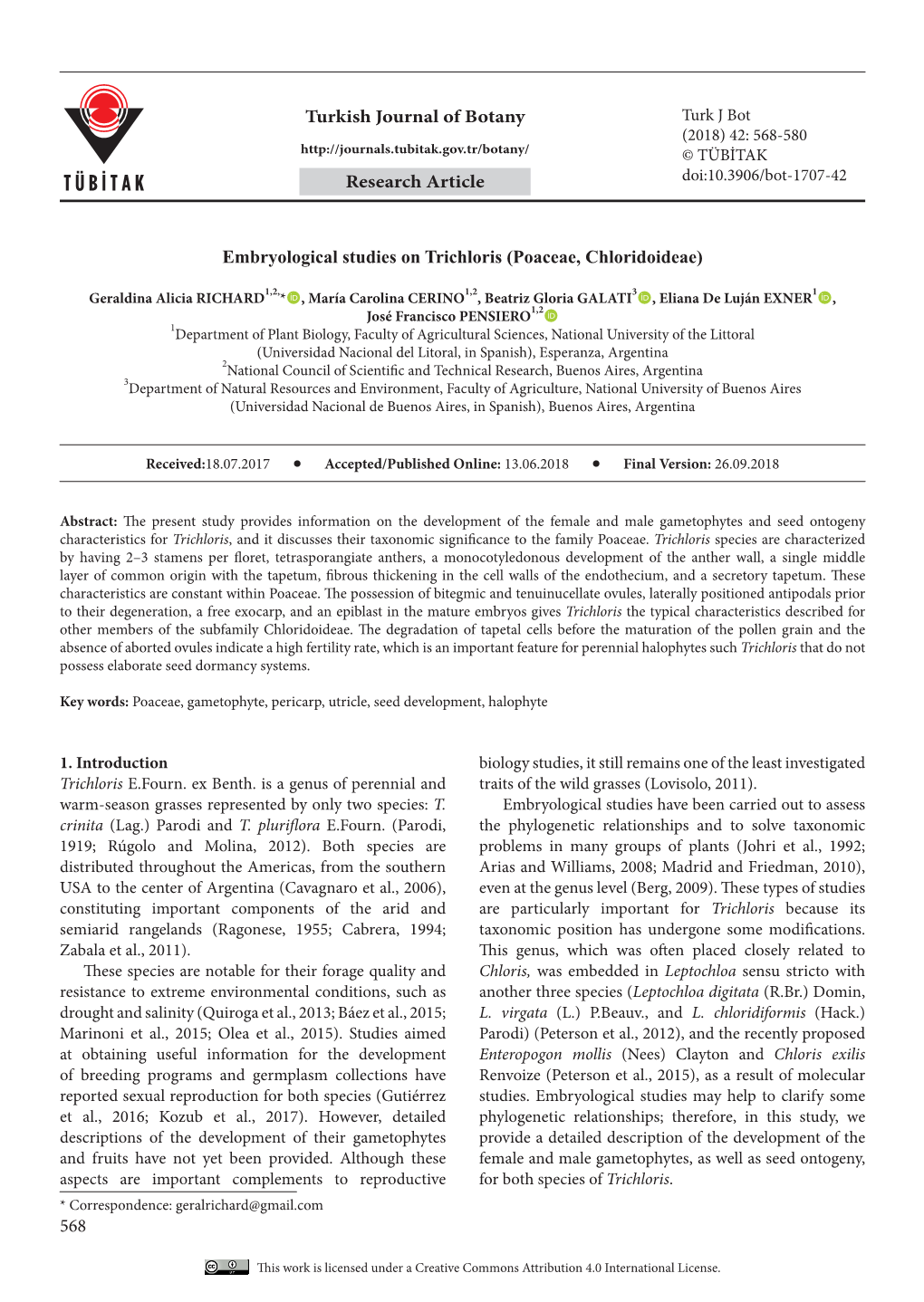 Research Article Doi:10.3906/Bot-1707-42