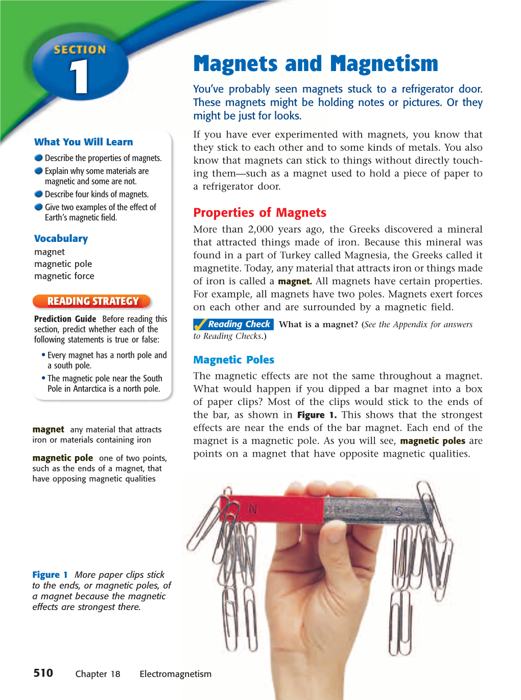 Magnets and Magnetism 1 You’Ve Probably Seen Magnets Stuck to a Refrigerator Door