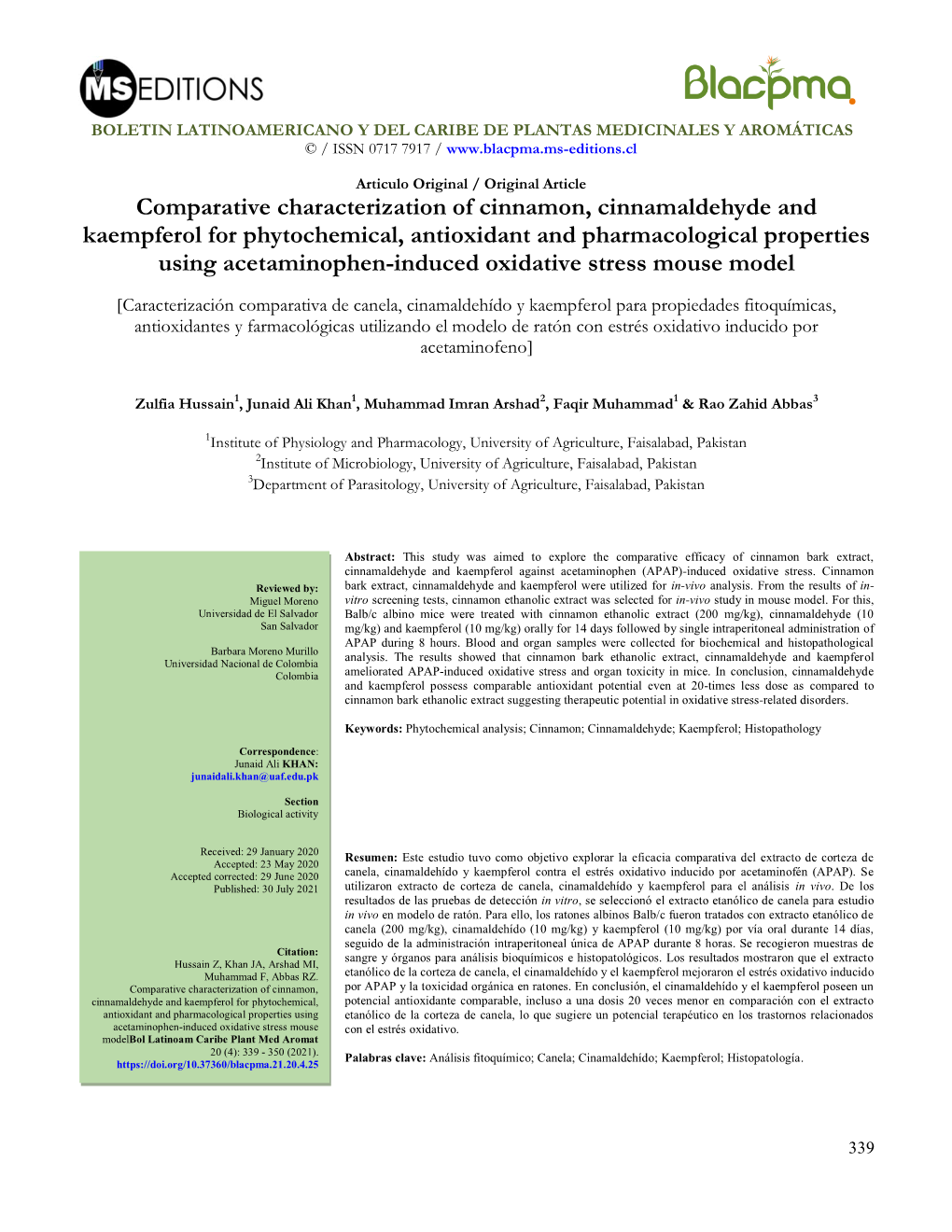 Comparative Characterization of Cinnamon, Cinnamaldehyde And