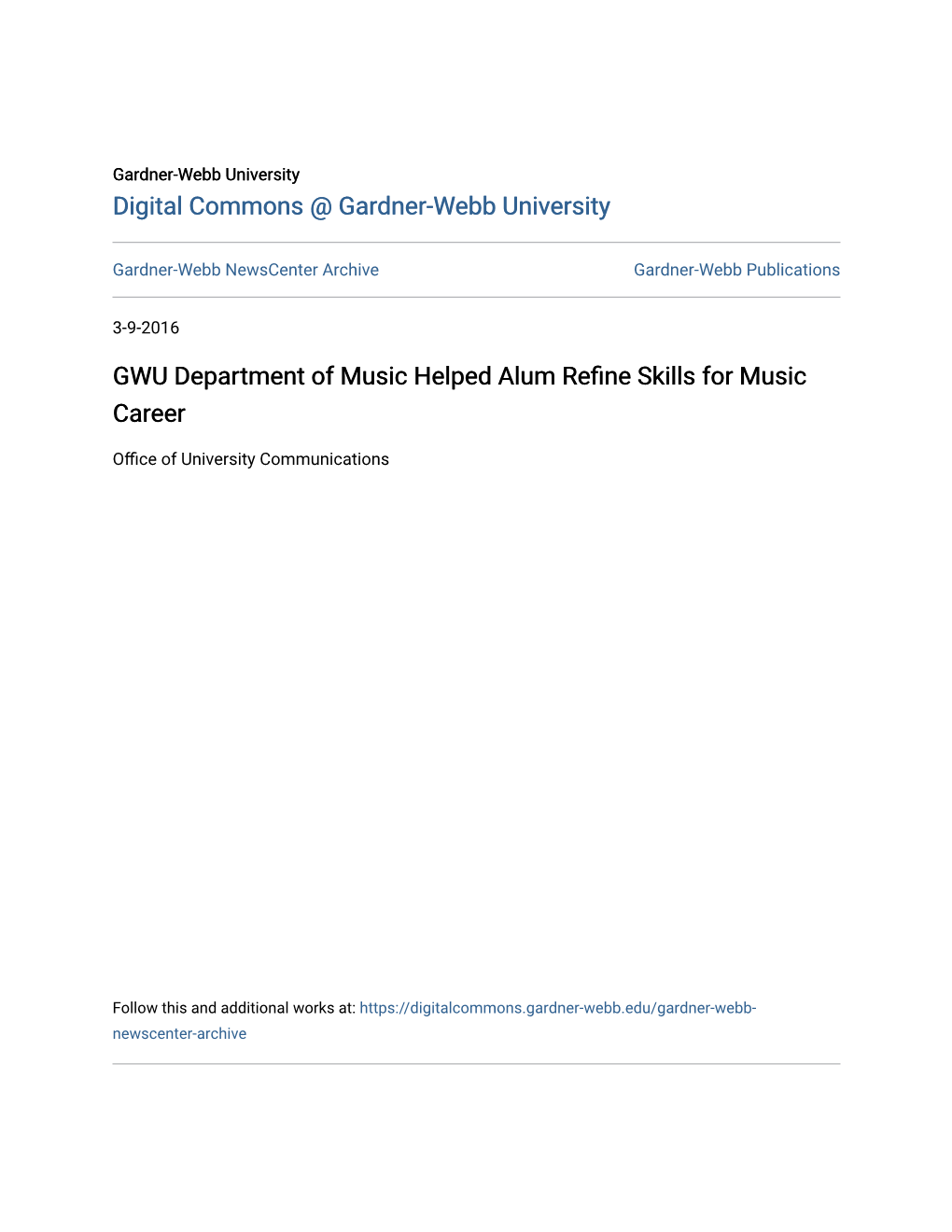 GWU Department of Music Helped Alum Refine Skills for Music Career