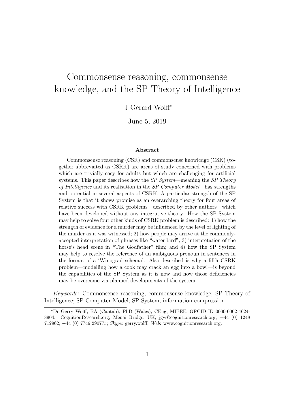 Commonsense Reasoning, Commonsense Knowledge, and the SP Theory of Intelligence
