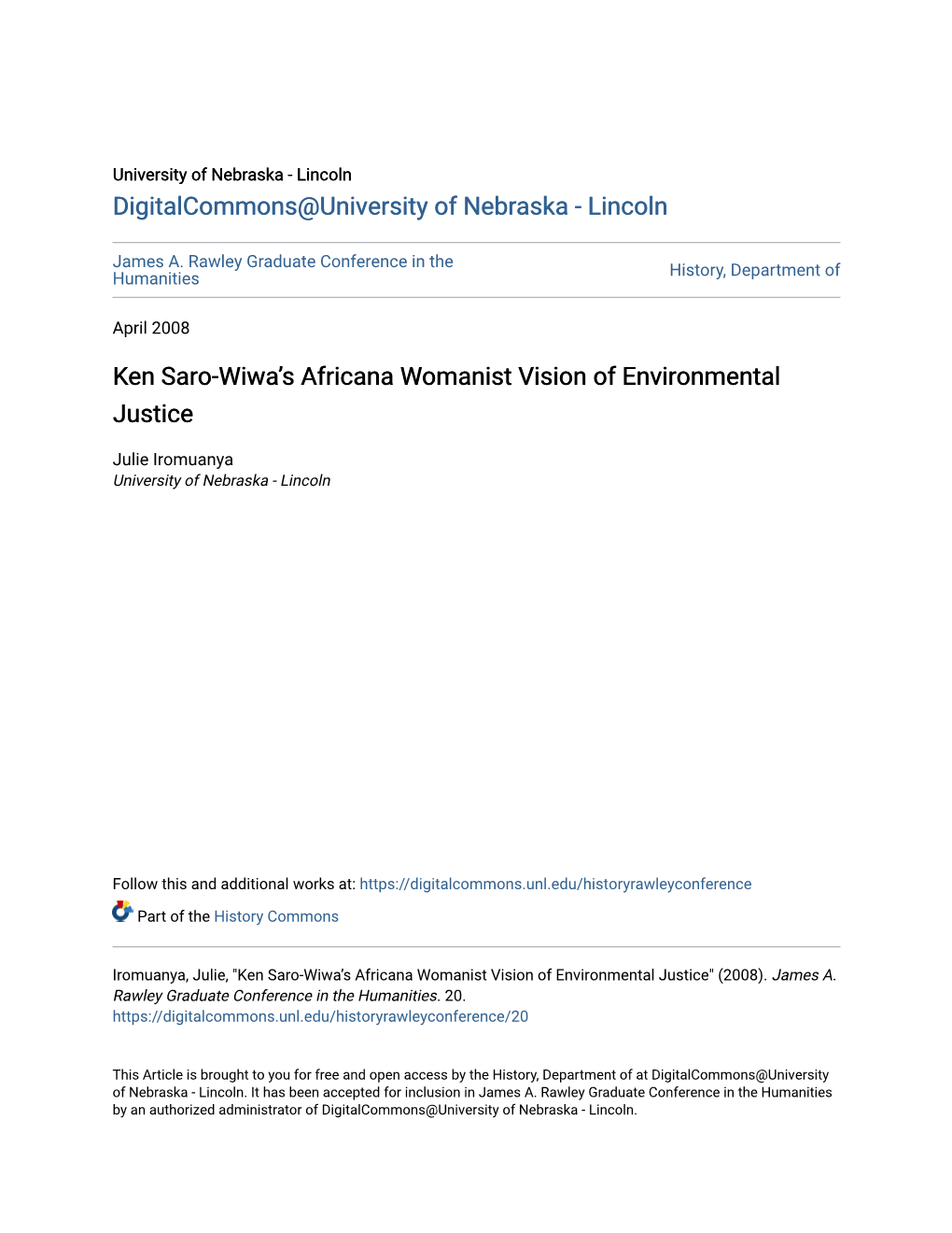 Ken Saro-Wiwa's Africana Womanist Vision of Environmental Justice