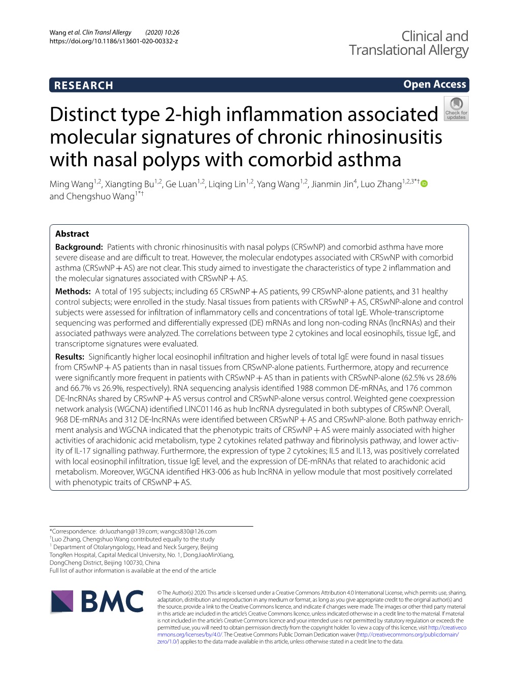 Distinct Type 2-High Inflammation Associated Molecular Signatures Of