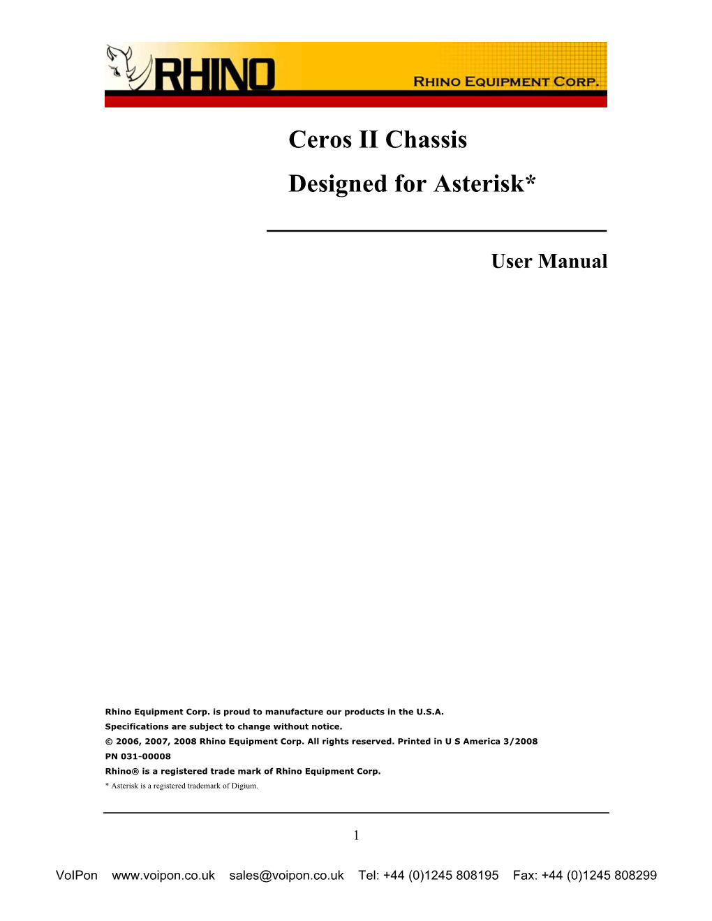 Rhino CEROS II Manual 1.00