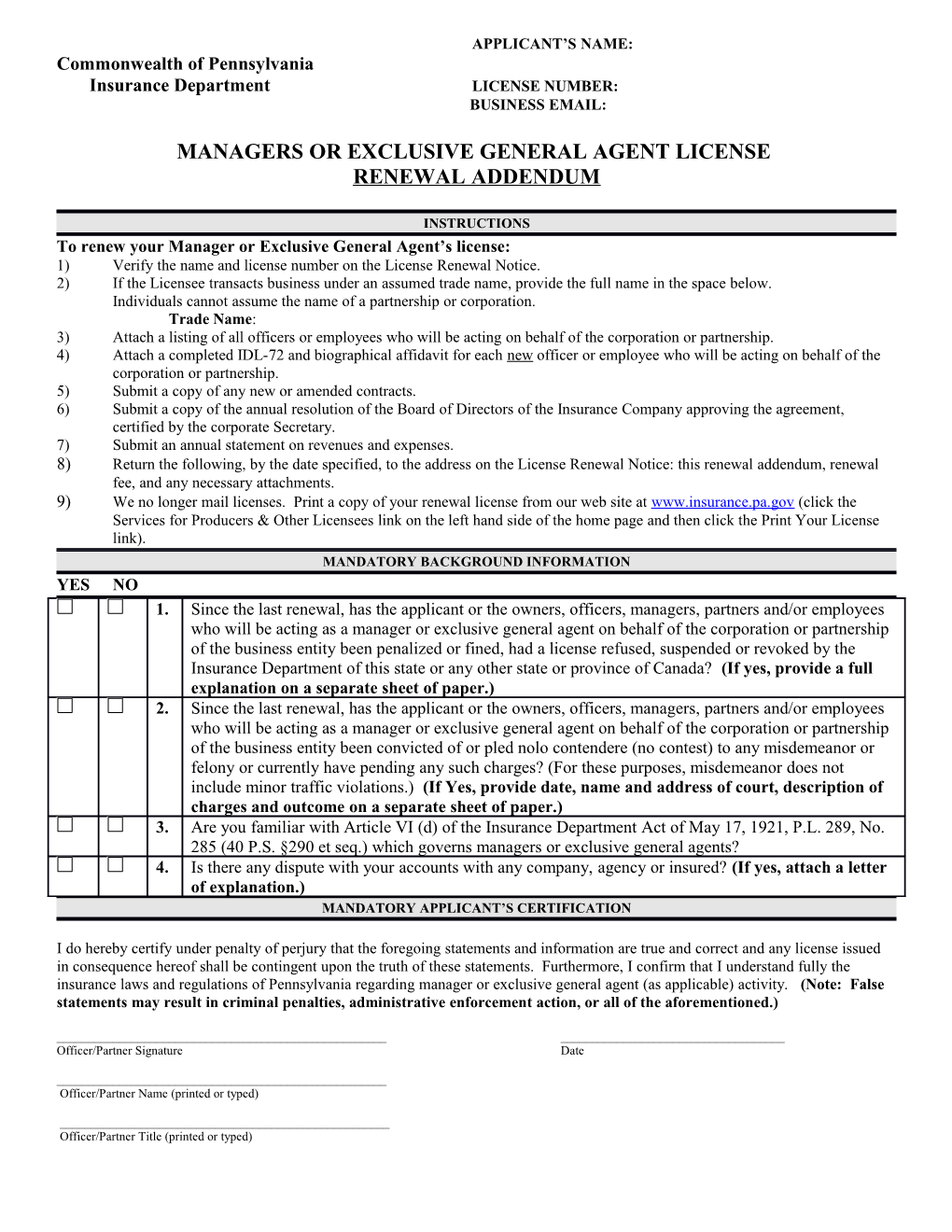 Certificate of Qualification Application Idl-01