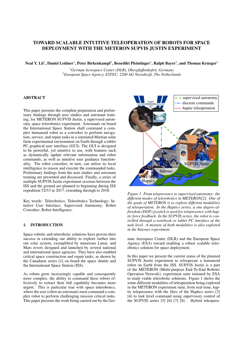 Toward Scalable Intuitive Teleoperation of Robots for Space Deployment with the Meteron Supvis Justin Experiment