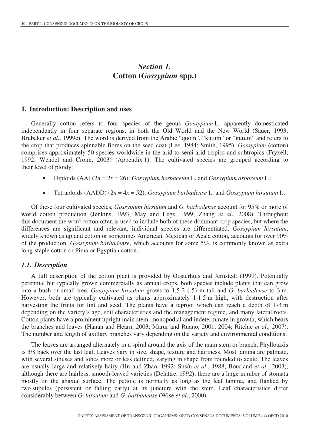 Section 1. Cotton (Gossypium Spp.)