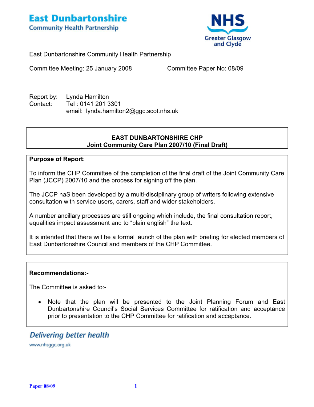 East Dunbartonshire Community Health Partnership