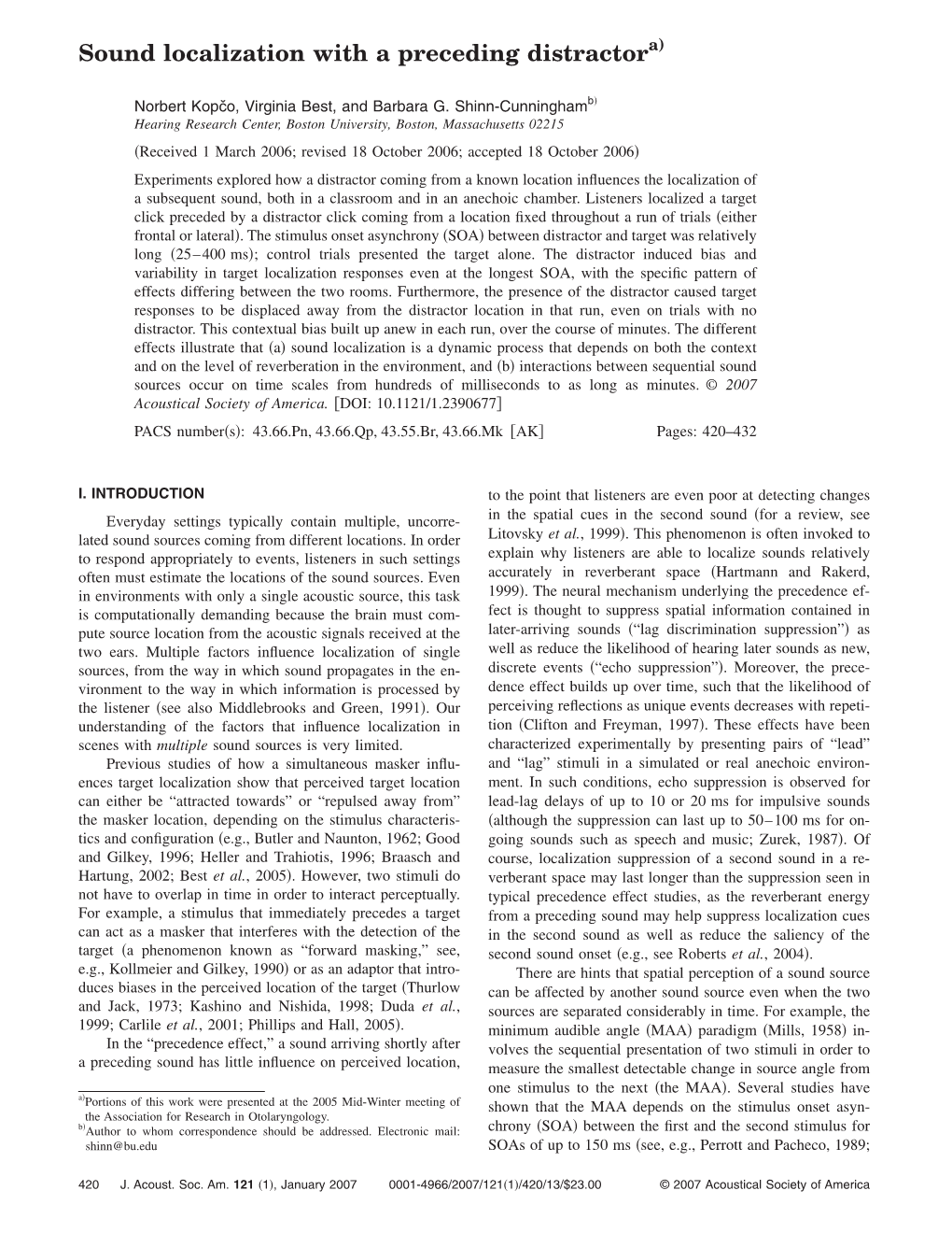 Sound Localization with a Preceding Distractora)