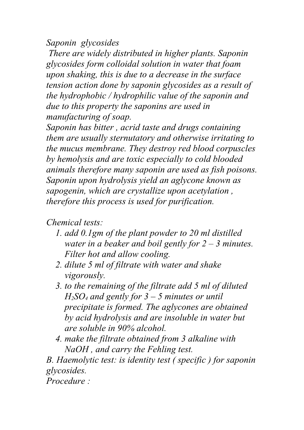 Saponin Glycosides