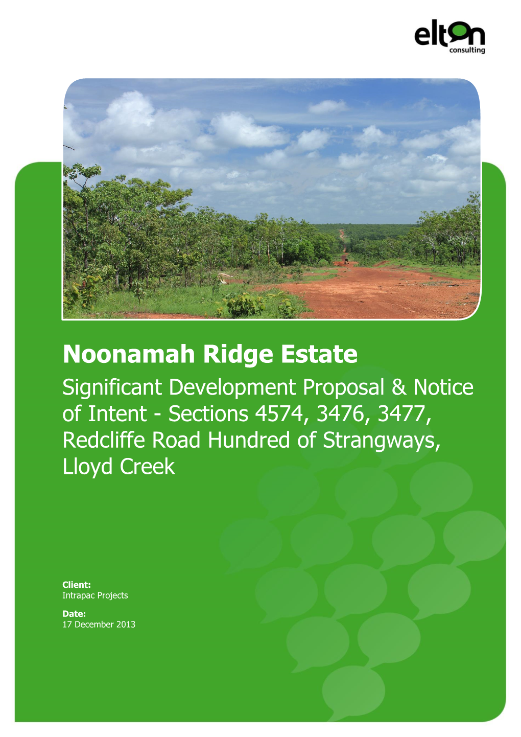 Noonamah Ridge Estate Significant Development Proposal & Notice of Intent - Sections 4574, 3476, 3477, Redcliffe Road Hundred of Strangways, Lloyd Creek