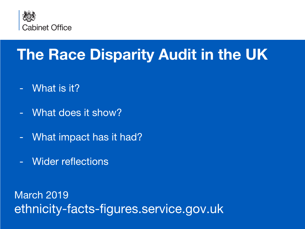 The Race Disparity Audit in the UK