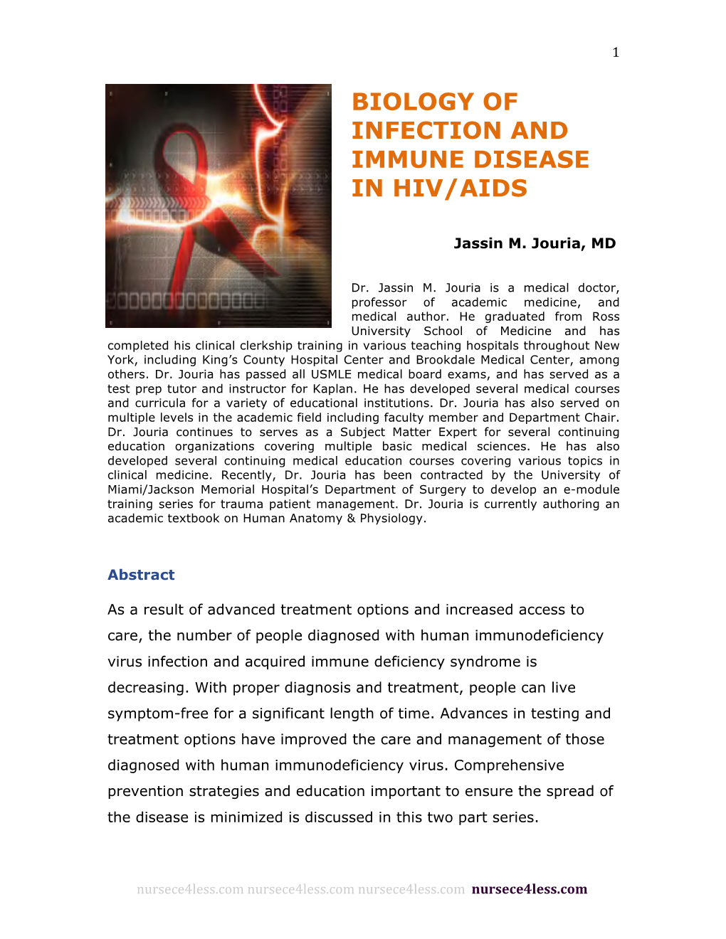 Biology of Infection and Immune Disease in Hiv/Aids