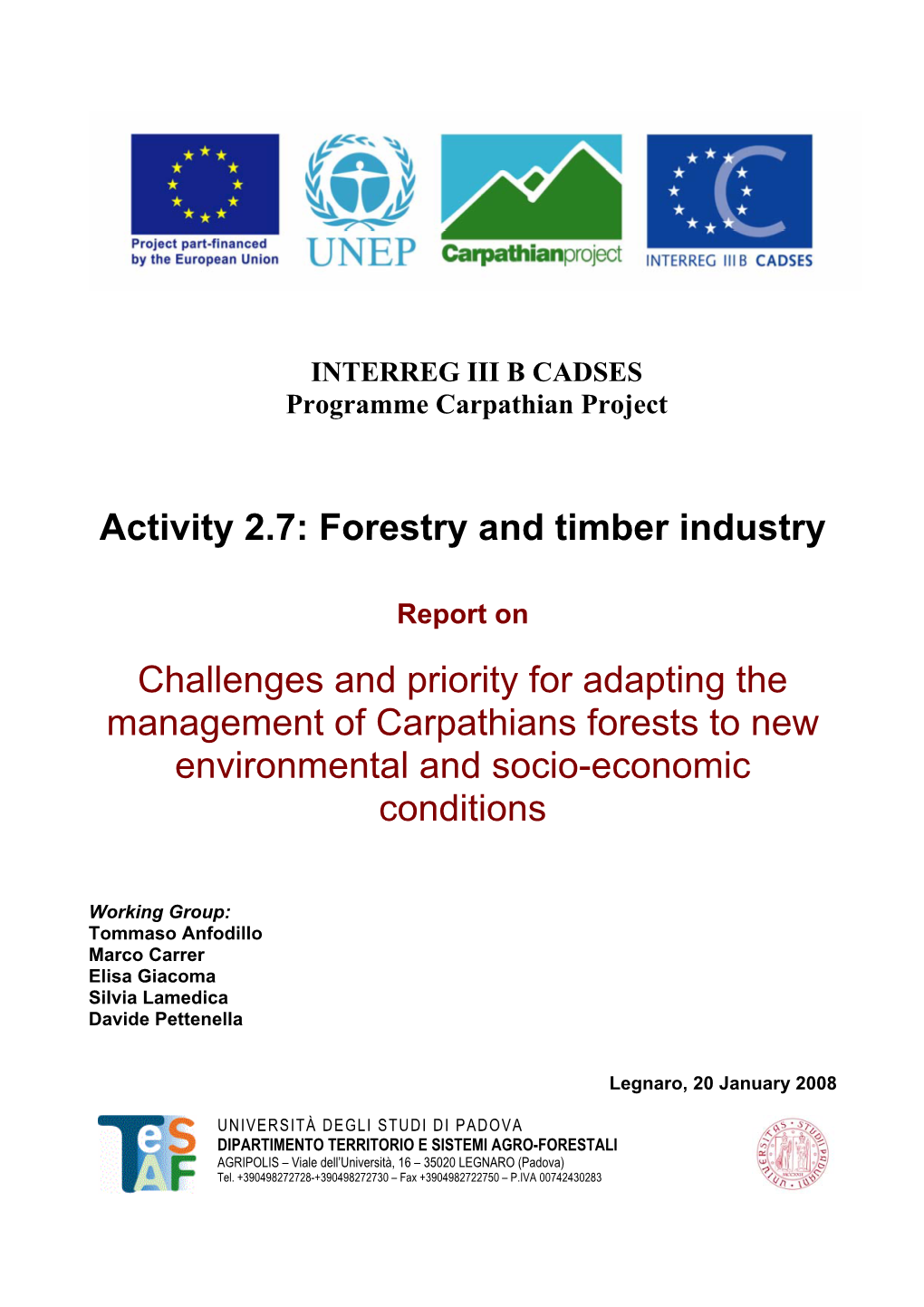 Activity 2.7: Forestry and Timber Industry Challenges and Priority For