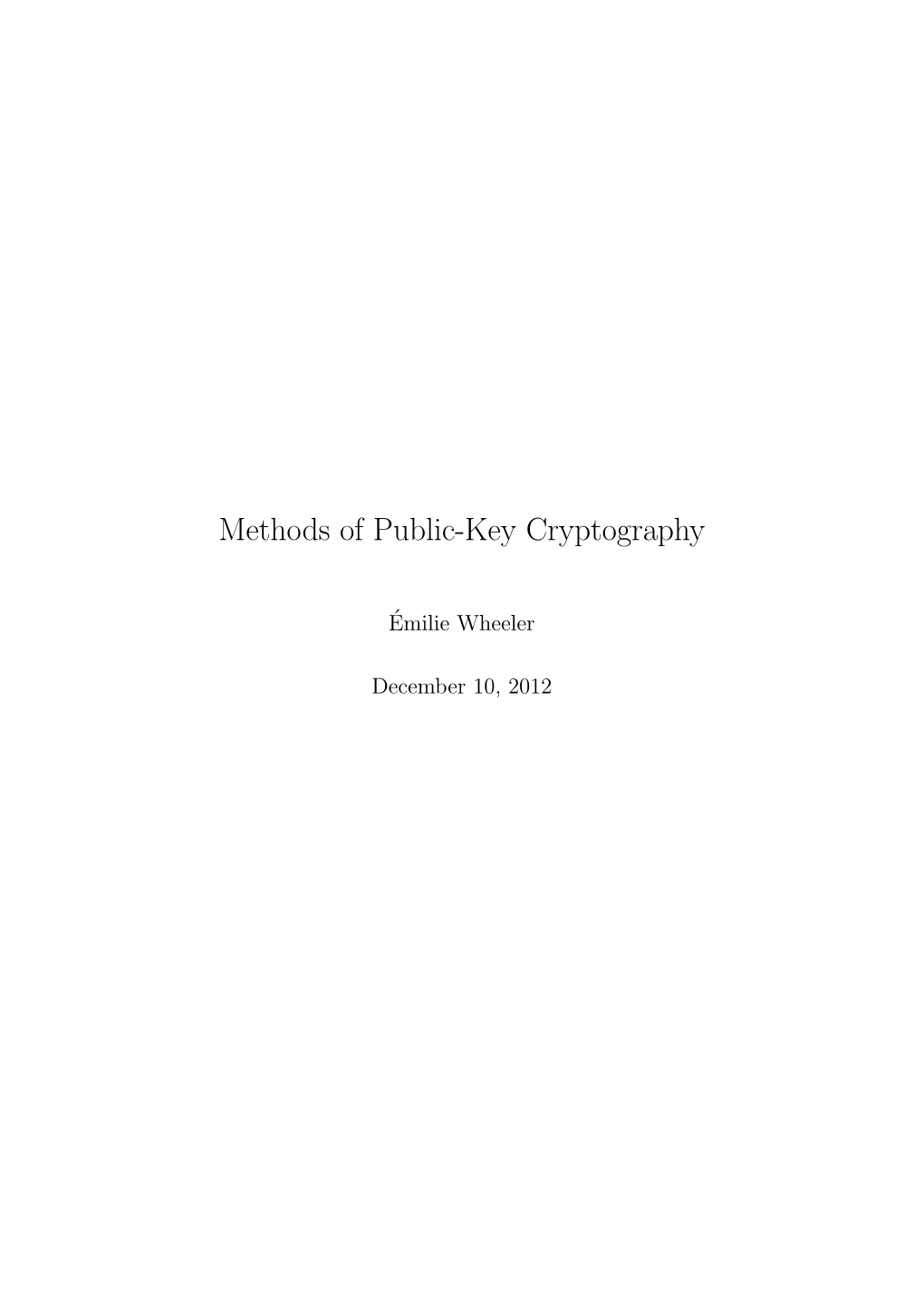 Methods of Public-Key Cryptography