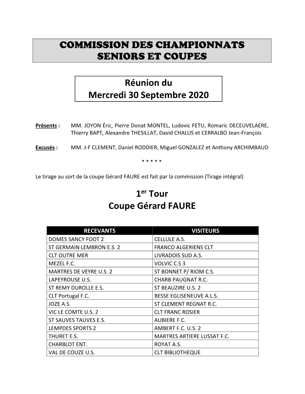 Commission Des Coupes & Championnats Seniors