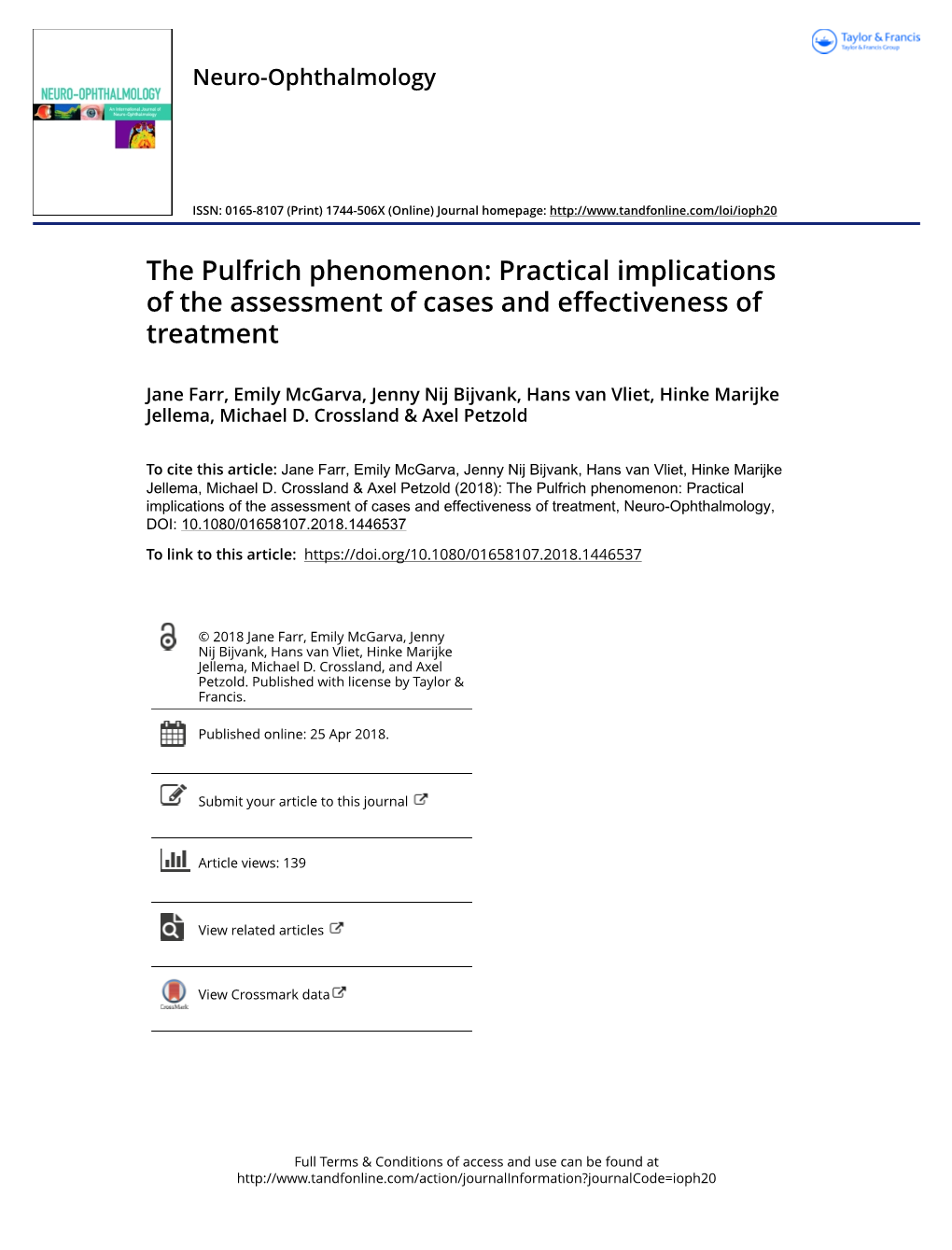 The Pulfrich Phenomenon: Practical Implications of the Assessment of Cases and Effectiveness of Treatment