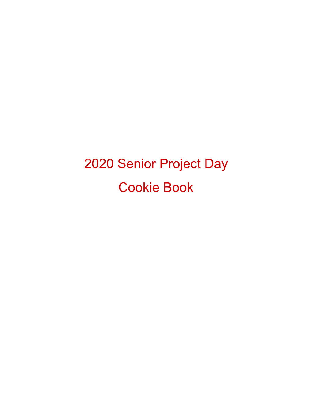 2020 Senior Project Day Cookie Book