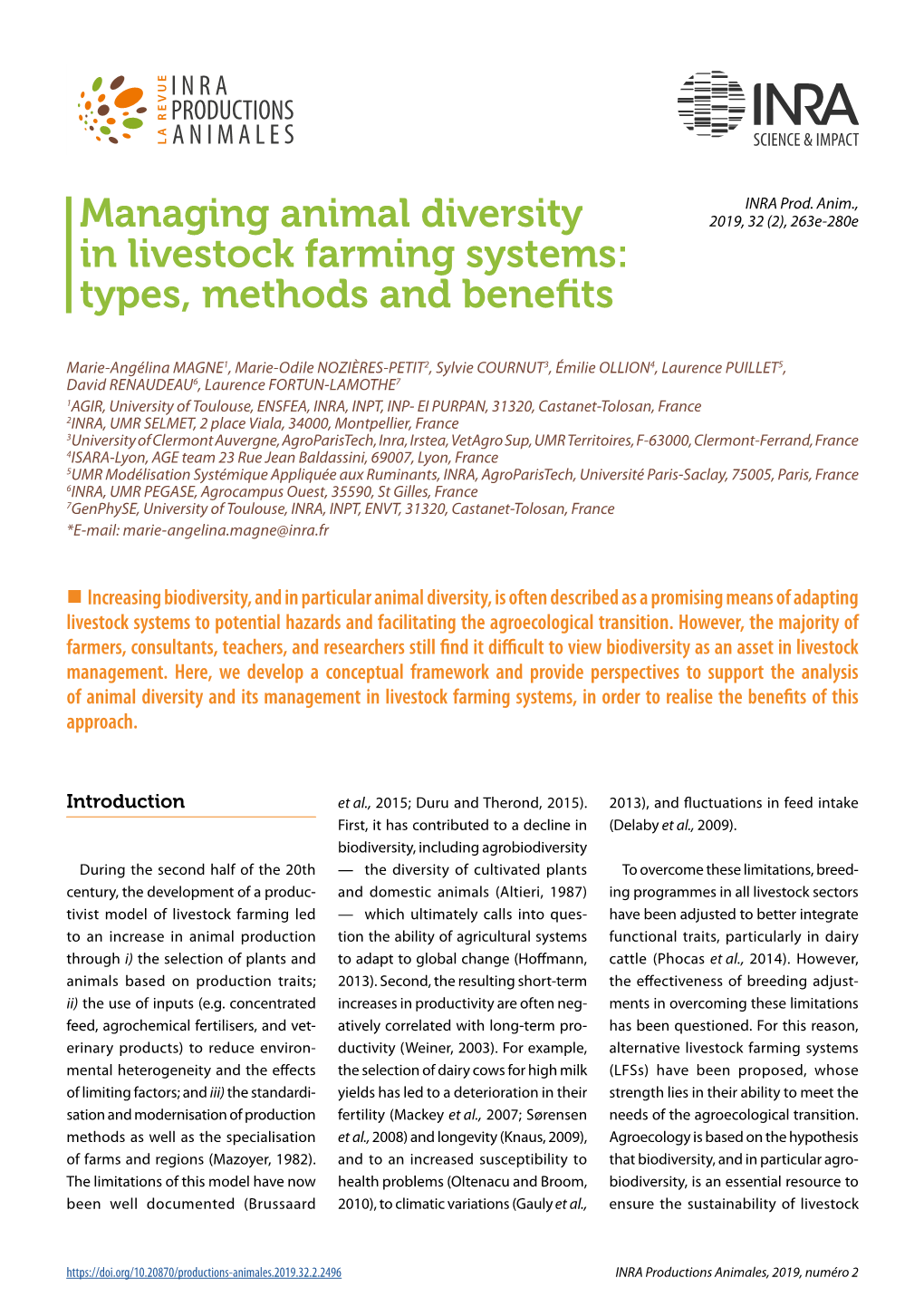 Managing Animal Diversity in Livestock Farming Systems: Types, Methods and Benefits /265E