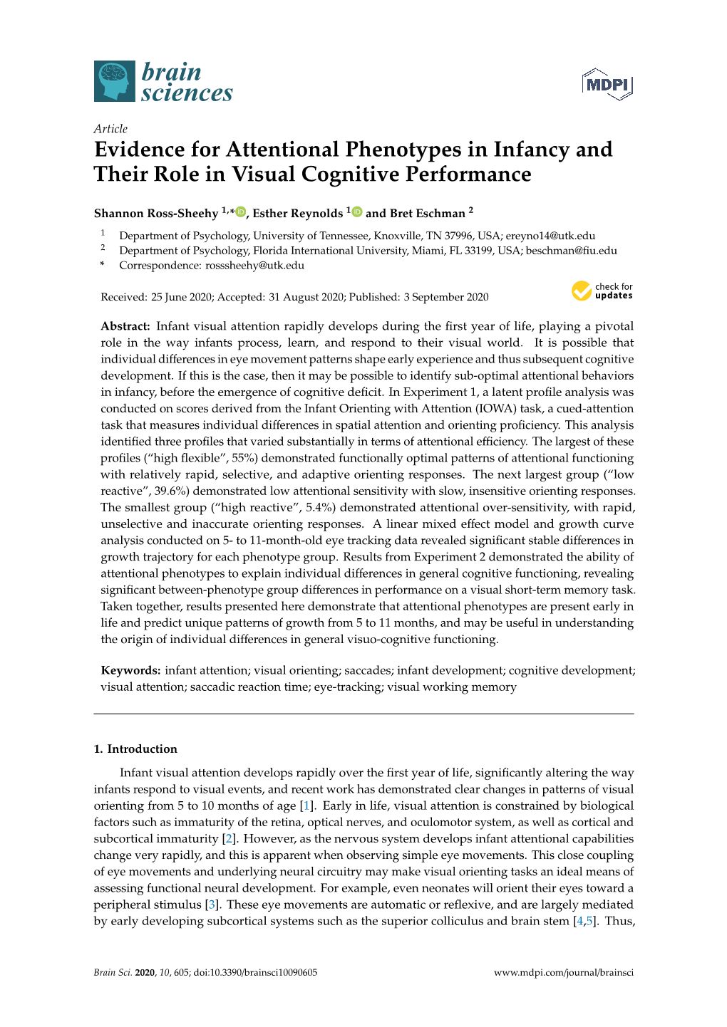 Evidence for Attentional Phenotypes in Infancy and Their Role in Visual Cognitive Performance