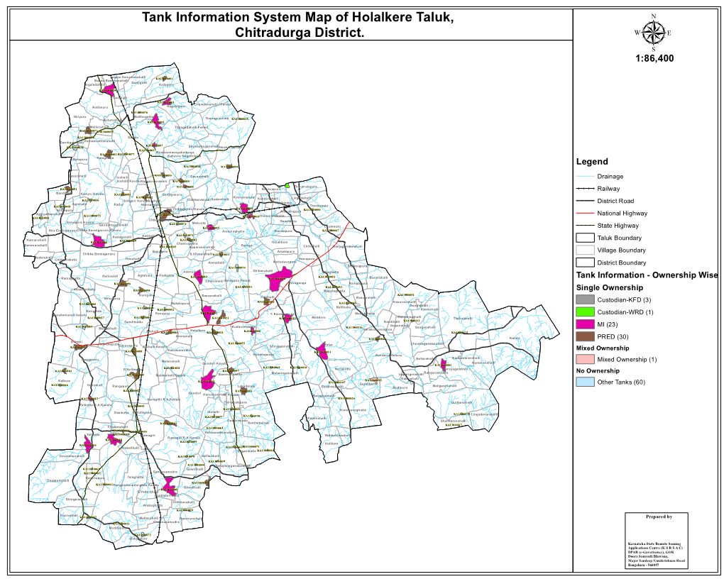Tank Information System Map of Holalkere Taluk, Chitradurga District. Μ 1:86,400