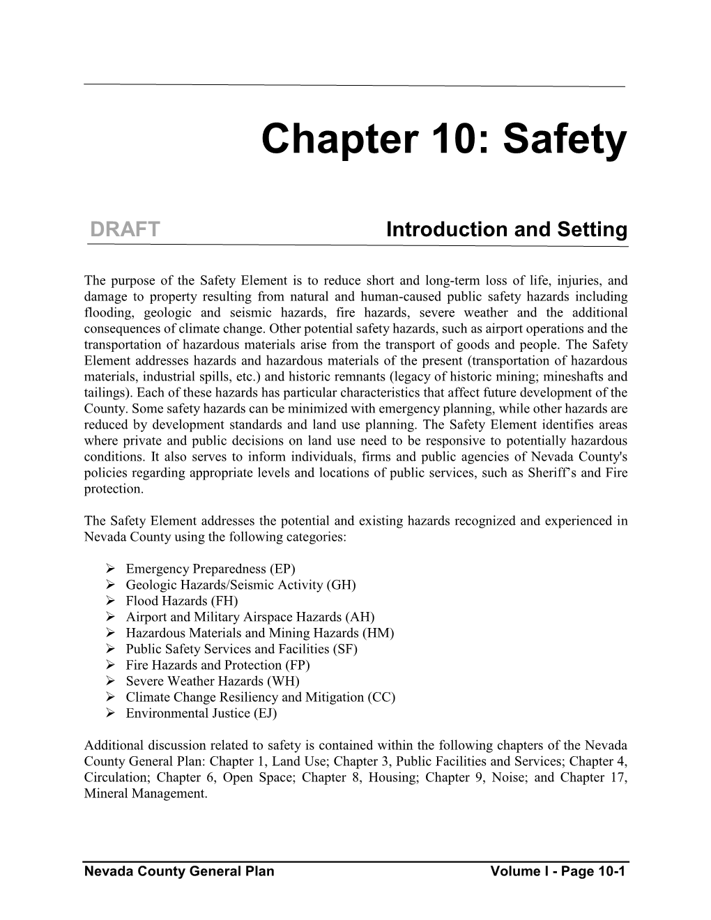 Chapter 10: Safety