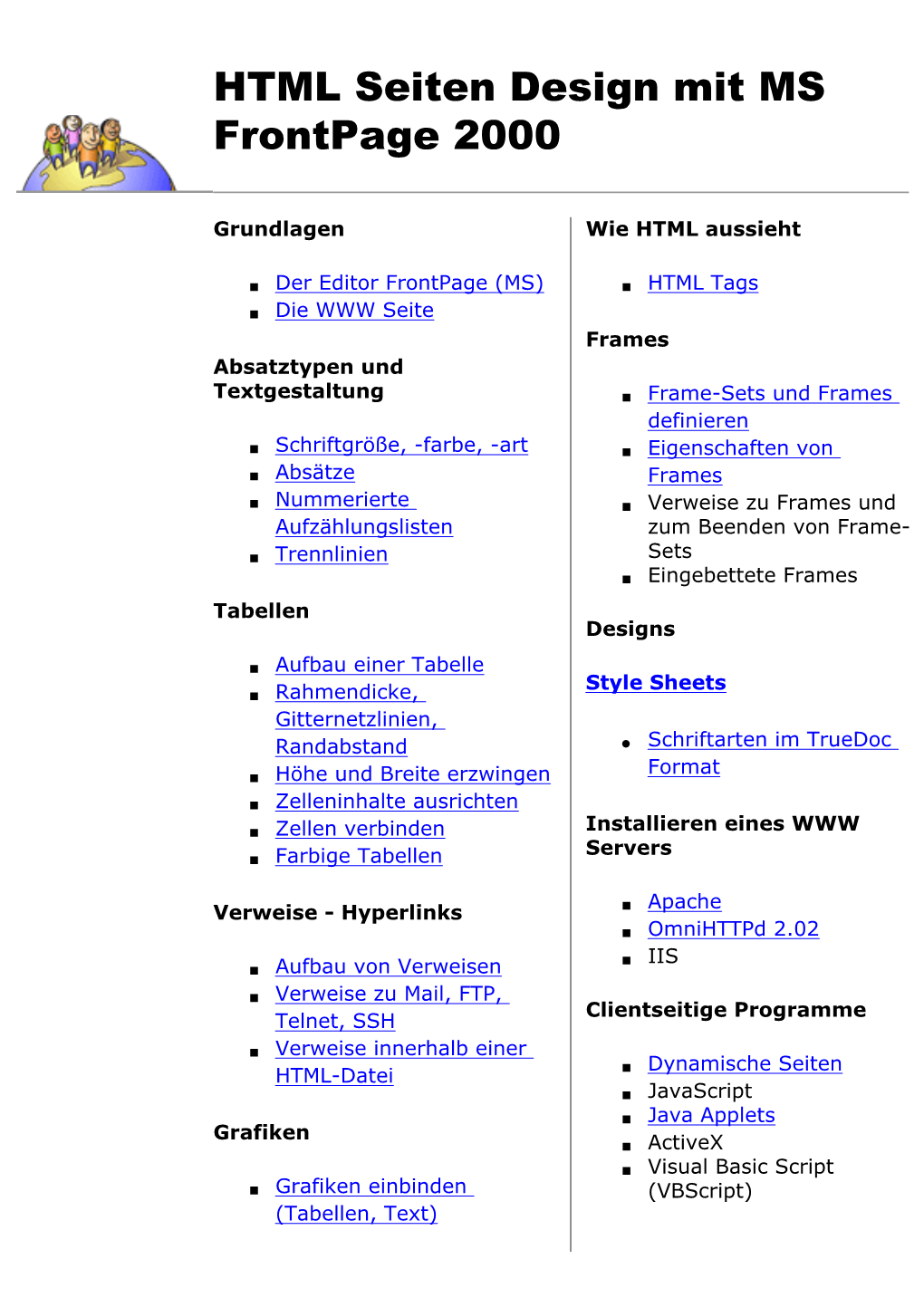 HTML Seiten Design Mit MS Frontpage 2000