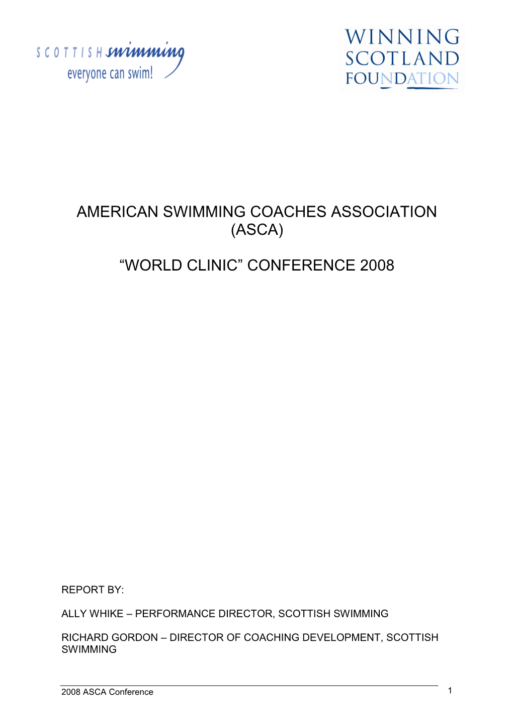 2008 ASCA Conference Report FINAL 6Jan09