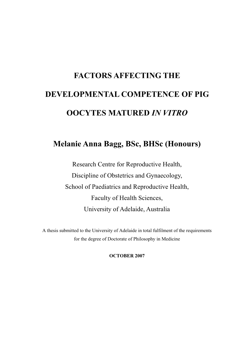 Factors Affecting the Developmental Competence