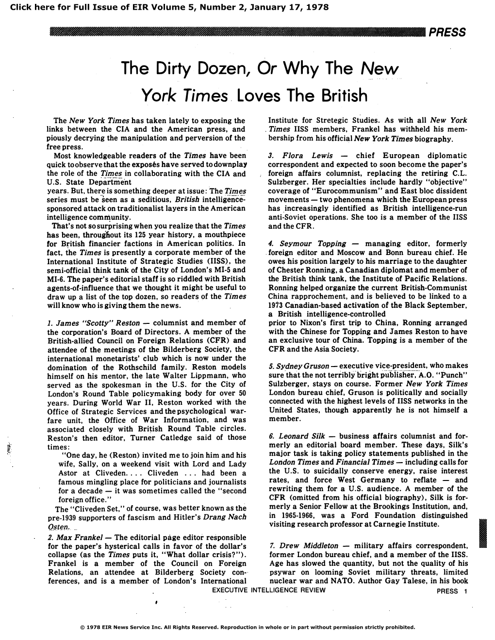 The Dirty Dozen, Or Why the {New York Times} Loves the British