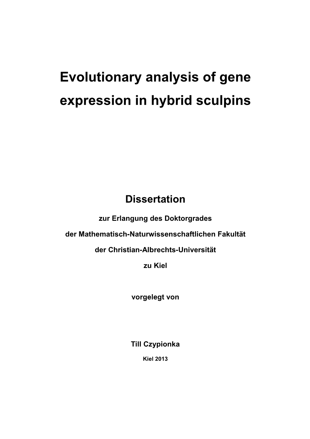 Evolutionary Analysis of Gene Expression in Hybrid Sculpins