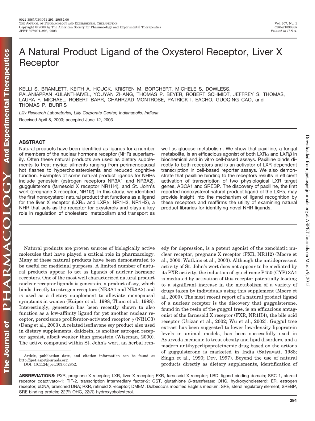 A Natural Product Ligand of the Oxysterol Receptor, Liver X Receptor