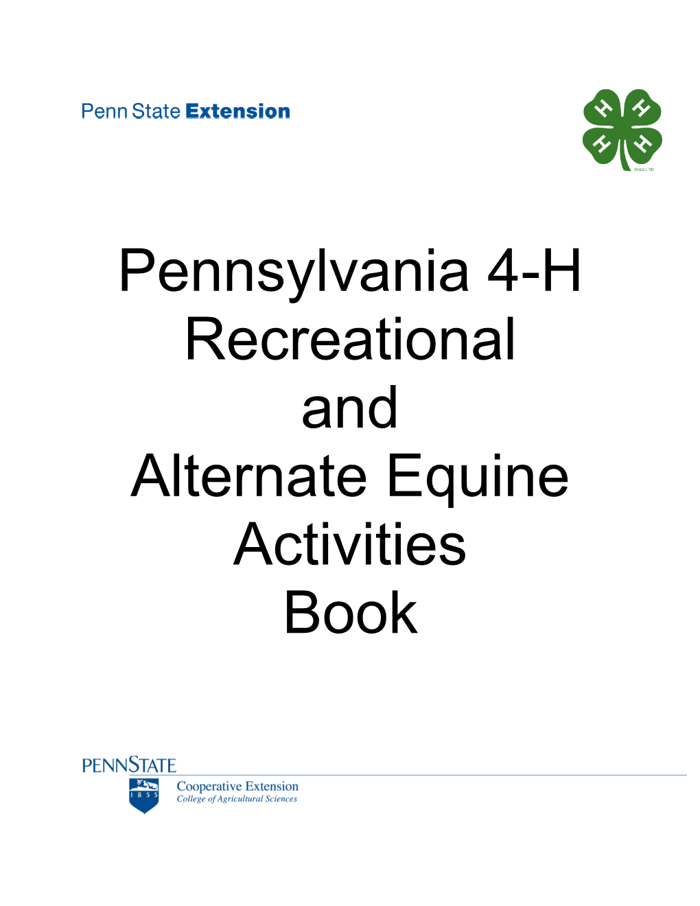 Pennsylvania 4H Recreational and Alternate Equine Activities