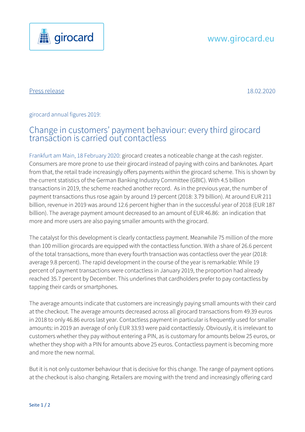 Girocard Press Release Annual Figures 2019