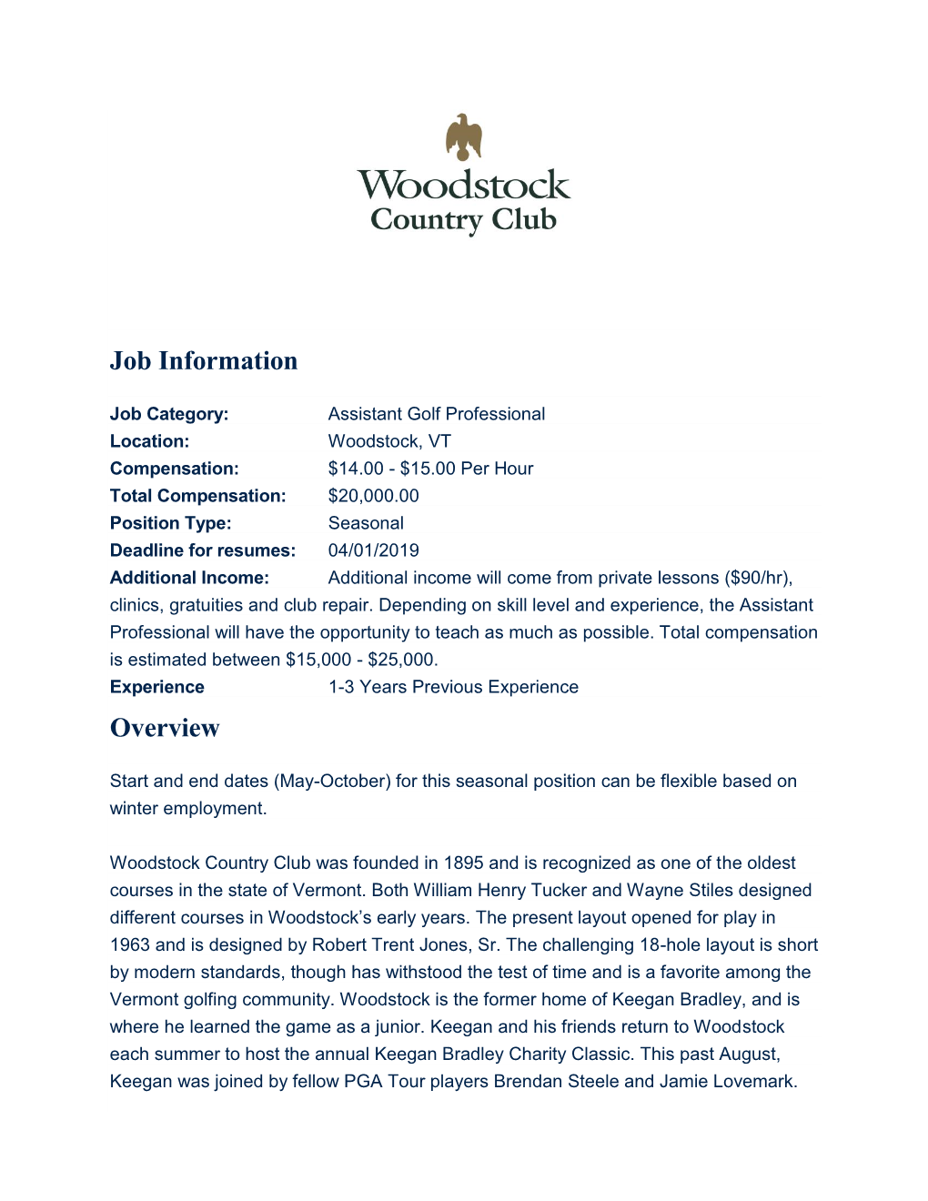 Job Information Overview