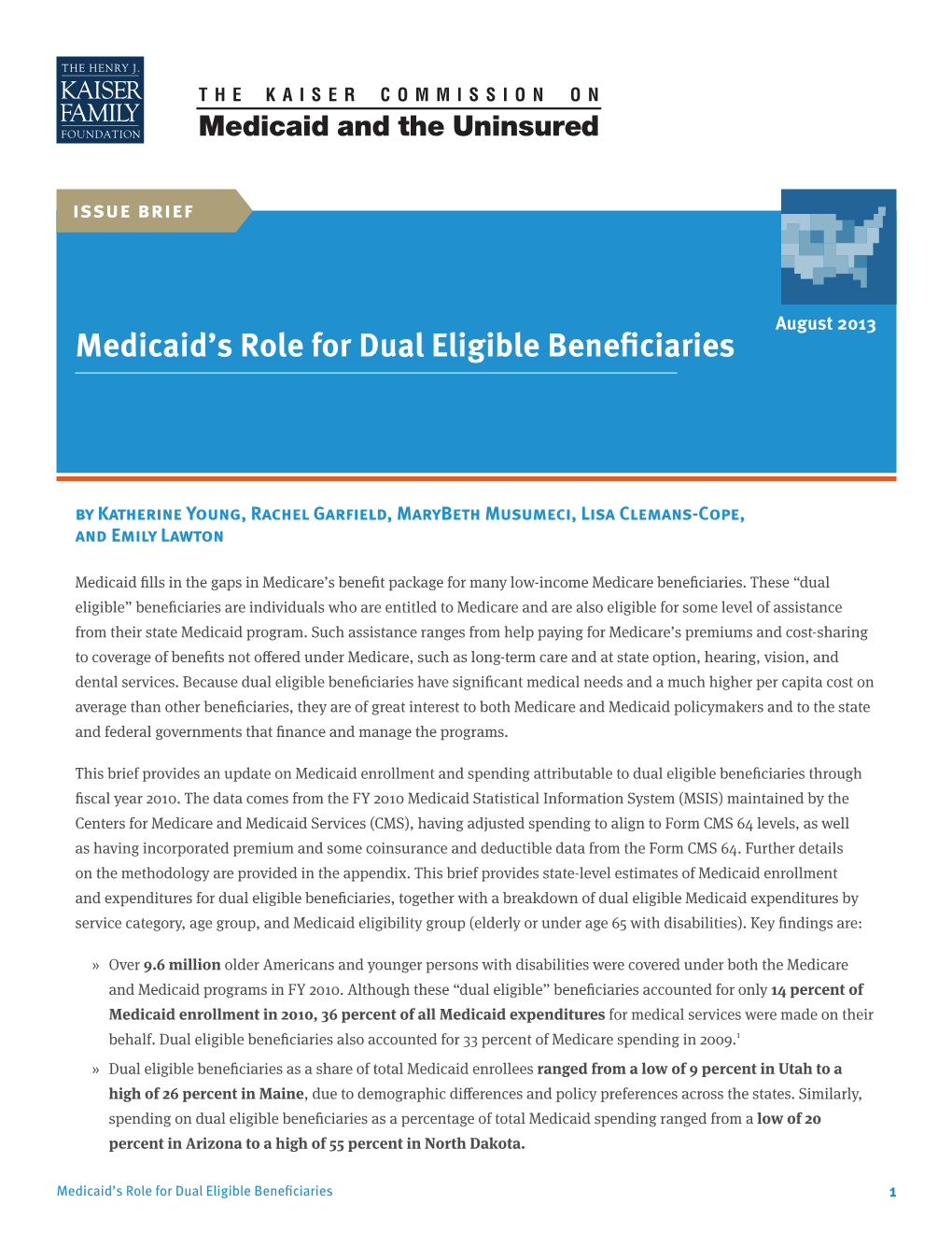 Medicaid's Role for Dual Eligible Beneficiaries