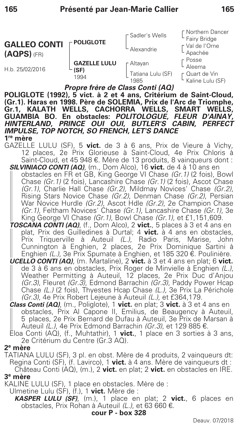 165 Présenté Par Jean-Marie Callier 165 GALLEO CONTI (AQPS) (FR)