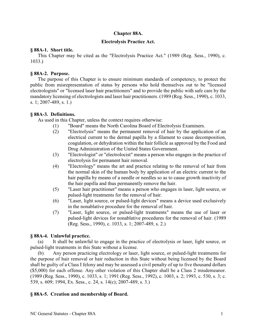 Electrolysis Practice Act