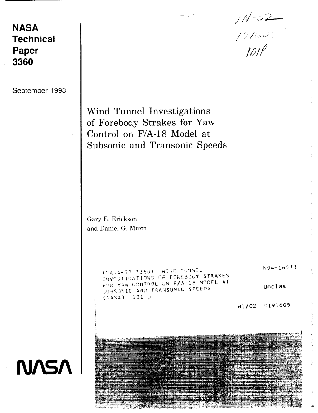 NASA Technical Paper 3360 ,// + ,:: Wind Tunnel Investigations Of