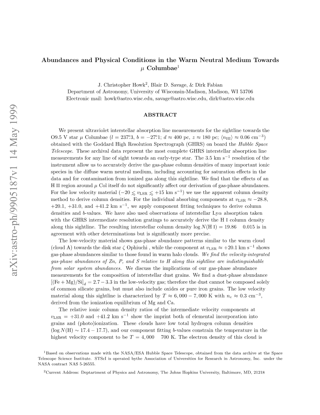 Arxiv:Astro-Ph/9905187V1 14 May 1999 Aacnrc a 5-26555